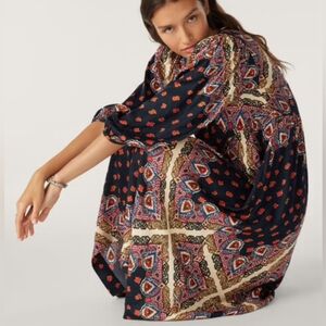 BA$SH Jorgina Midi Shirt Dress Blue Print Size 10/12